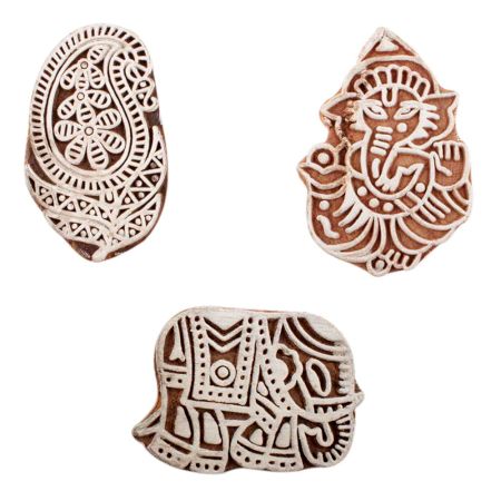 Set of 3 Piece New Mix Wooden Printing Block